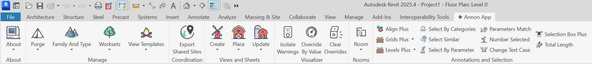 Annon App ribbon in Revit